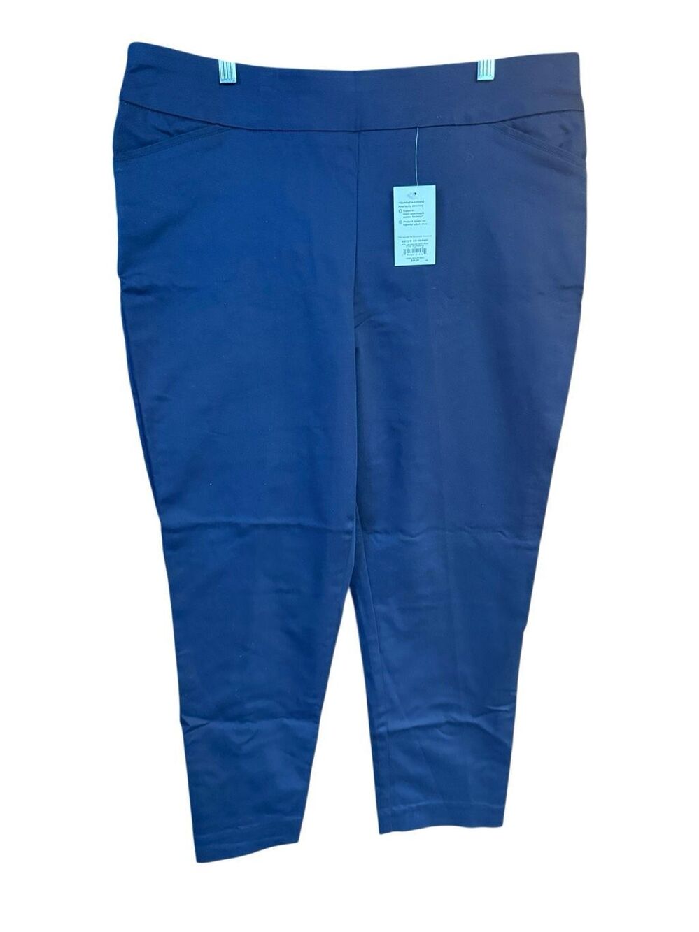 Croft & Barrow Navy/Straight/Mid Rise Pull on pants Sz 16W Short NWT